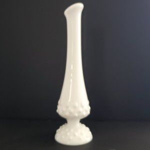 Vintage Milk Glass Bud Vase | Hobnail Design, Fluted & Footed | Old Home MCM